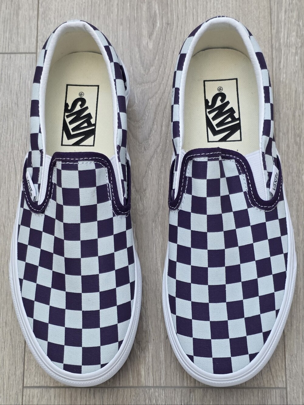 Vans Classic Slip On Stackform Platform Checkerboard Shoe Purple Womens Sz 7 New